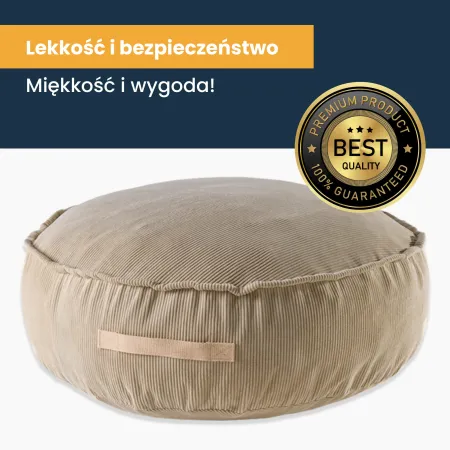 MeowBaby® Pufa Dziecięca, Okrągła, Sztruksowa, Ceg