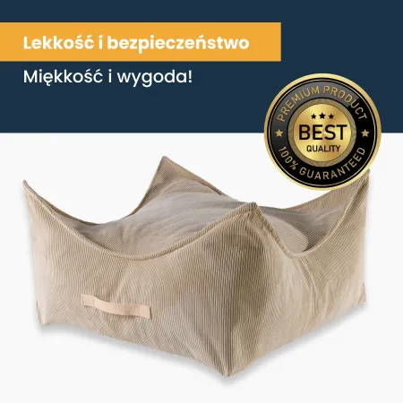 MeowBaby® Pufa Dziecięca, Kwadratowa, Sztruksowa,