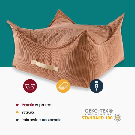MeowBaby® Pufa Dziecięca, Kwadratowa, Sztruksowa,