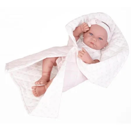Hiszpańska lalka bobas dziewczynka – Recien Nacida Nica Manta Acolchada 42 cm